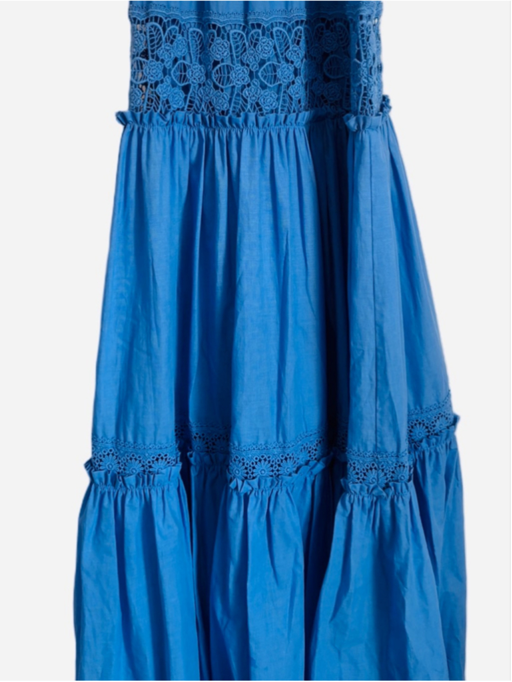 Twinset Milano Long Flounced Dress with Macrame Lace Womens Size Small Boho - Picture 6 of 14
